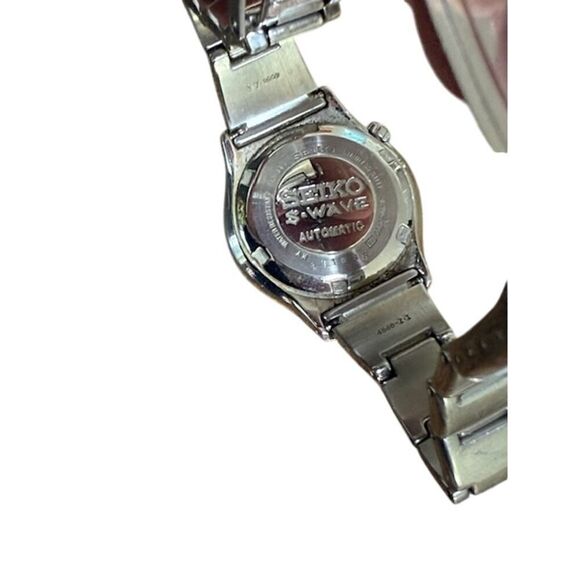 Vintage Seiko S Wave Silver Orange Face Automatic Women's Watch Working - Picture 3 of 4